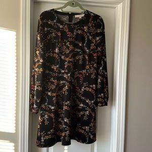 LOFT Black Floral Dress